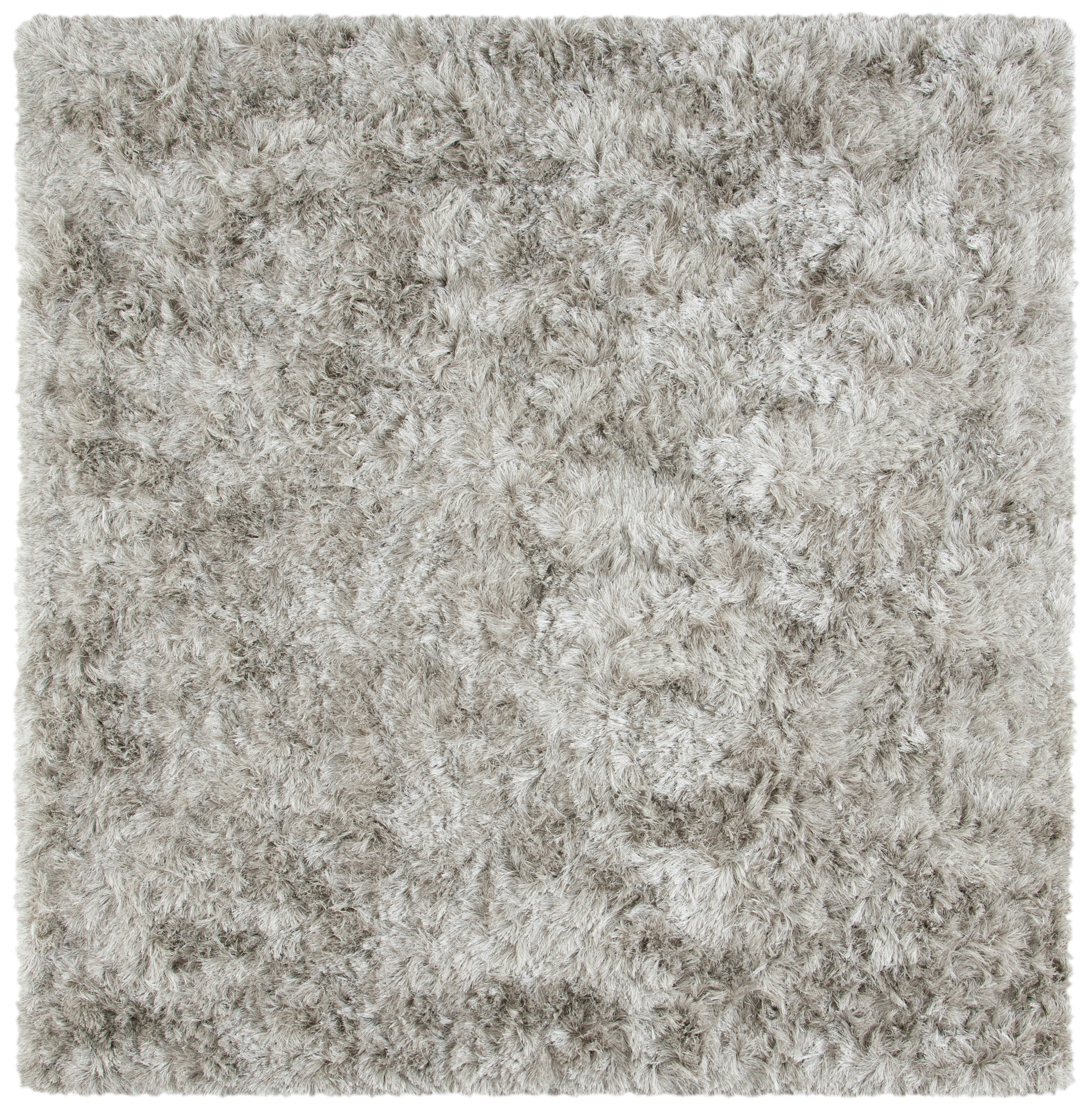 Light Grey Hand-Tufted Square Synthetic Shag Area Rug