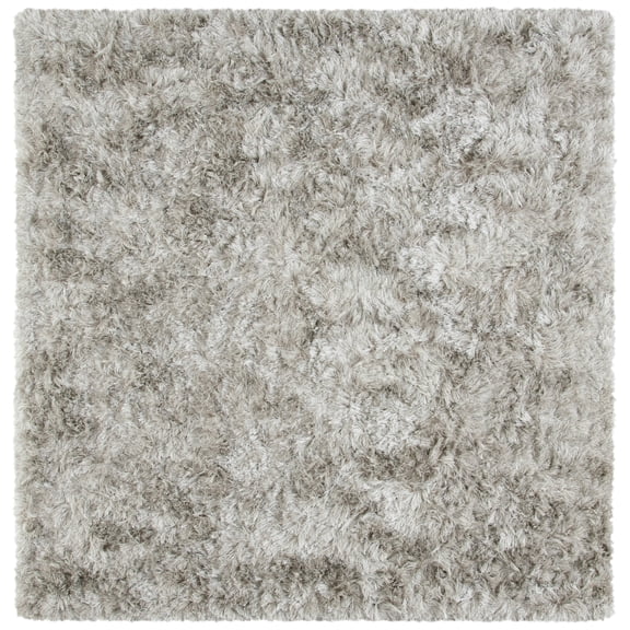 SAFAVIEH Ocean Amyas Solid Shag Area Rug, Light Grey, 4' x 4' Square