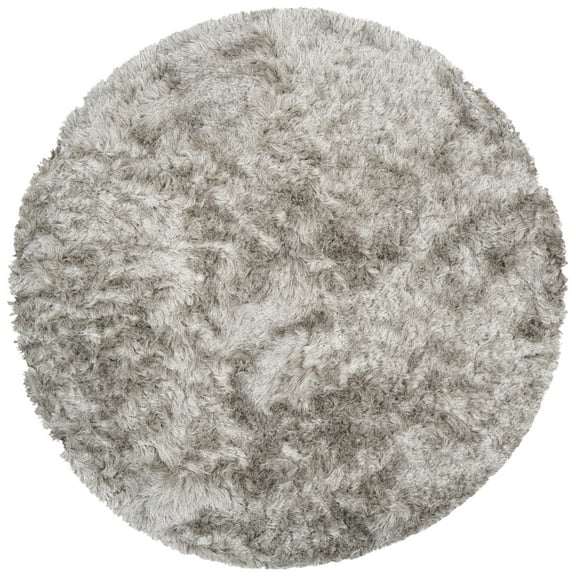 SAFAVIEH Ocean Amyas Solid Shag Area Rug, Light Grey, 8' x 8' Round