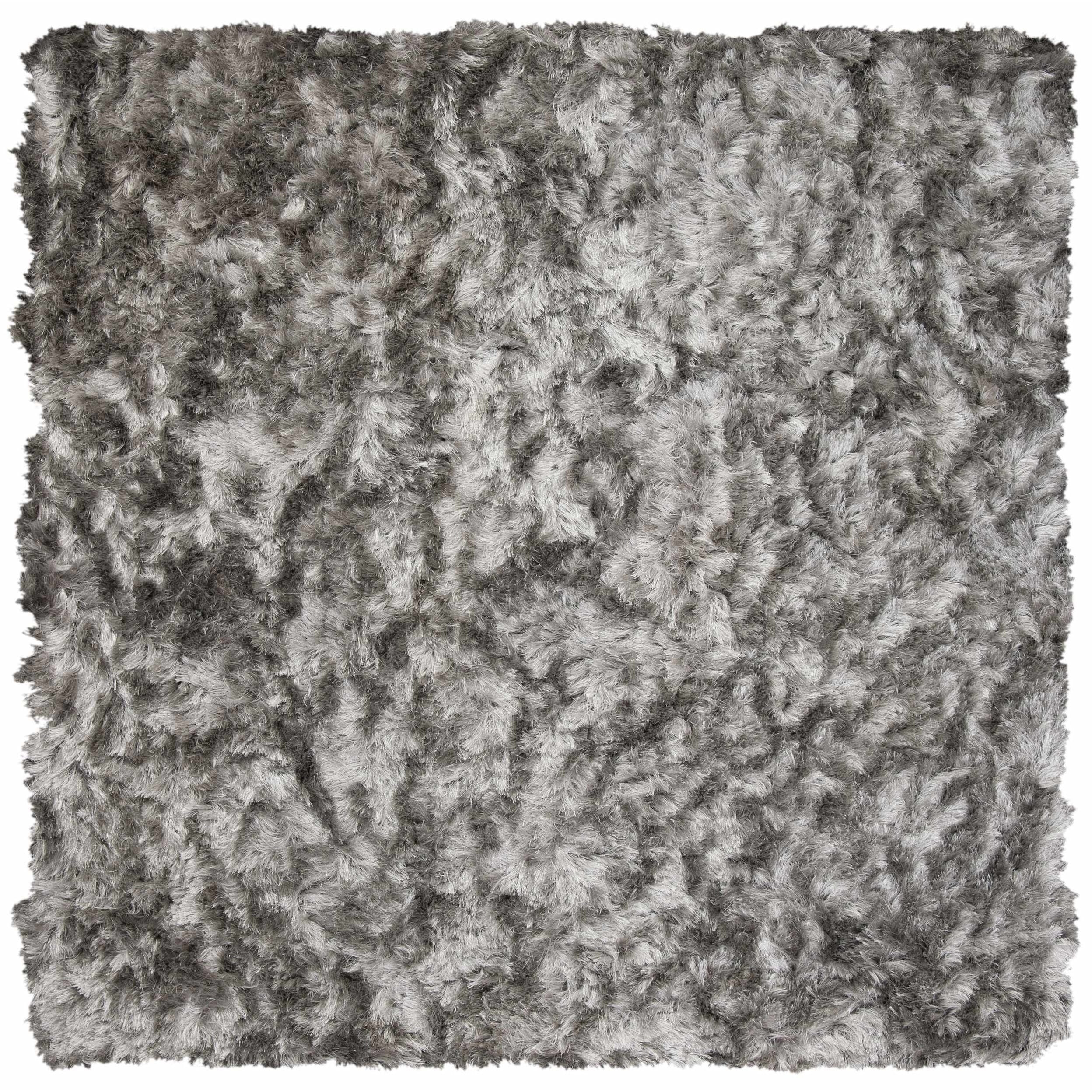 SAFAVIEH Ocean Amyas Solid Shag Area Rug, Silver, 8' x 8' Square