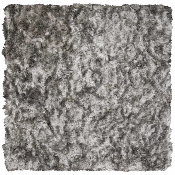 SAFAVIEH Ocean Amyas Solid Shag Area Rug, Silver, 8' x 8' Square