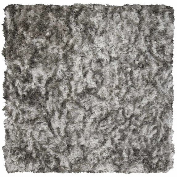 SAFAVIEH Ocean Amyas Solid Shag Area Rug, Silver, 8' x 8' Square