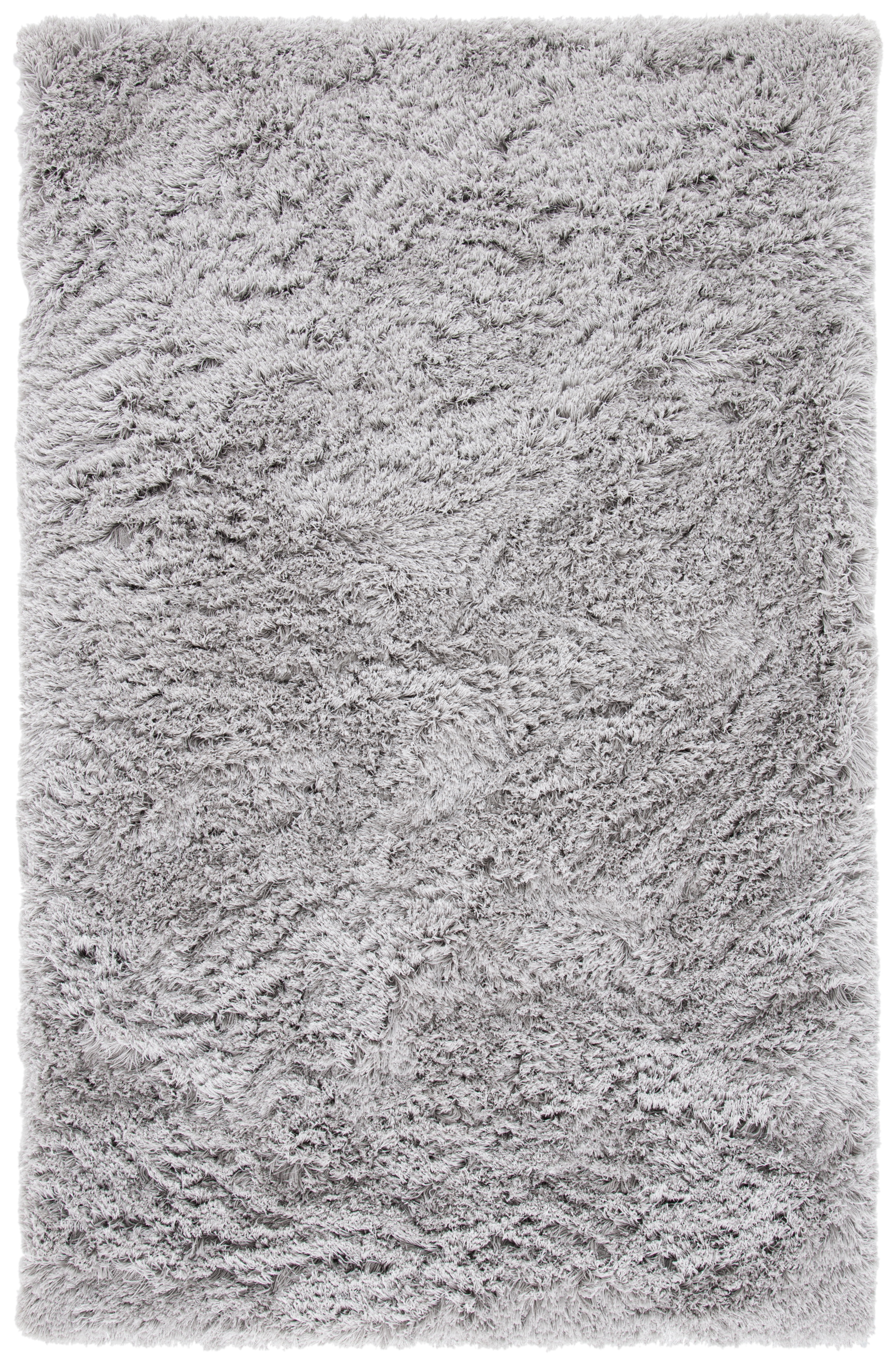 SAFAVIEH Ocean Braxton Solid Polyester Shag Area Rug, Silver, 5' x 8'