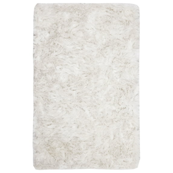 SAFAVIEH Ocean Trellis Solid Plush Polyester Shag Area Rug, Ivory, 3' x 5'