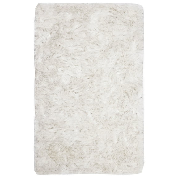 SAFAVIEH Ocean Trellis Solid Plush Polyester Shag Area Rug, Ivory, 3' x 5'