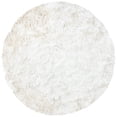 thumbnail image 1 of SAFAVIEH Ocean Trellis Solid Plush Polyester Shag Area Rug, Ivory, 6' x 6' Round, 1 of 6