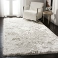 thumbnail image 1 of SAFAVIEH Ocean Trellis Solid Plush Polyester Shag Area Rug, Ivory, 6' x 9', 1 of 11