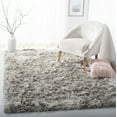 thumbnail image 1 of SAFAVIEH Ocean Trellis Solid Plush Polyester Shag Area Rug, Light Grey, 4' x 6', 1 of 7