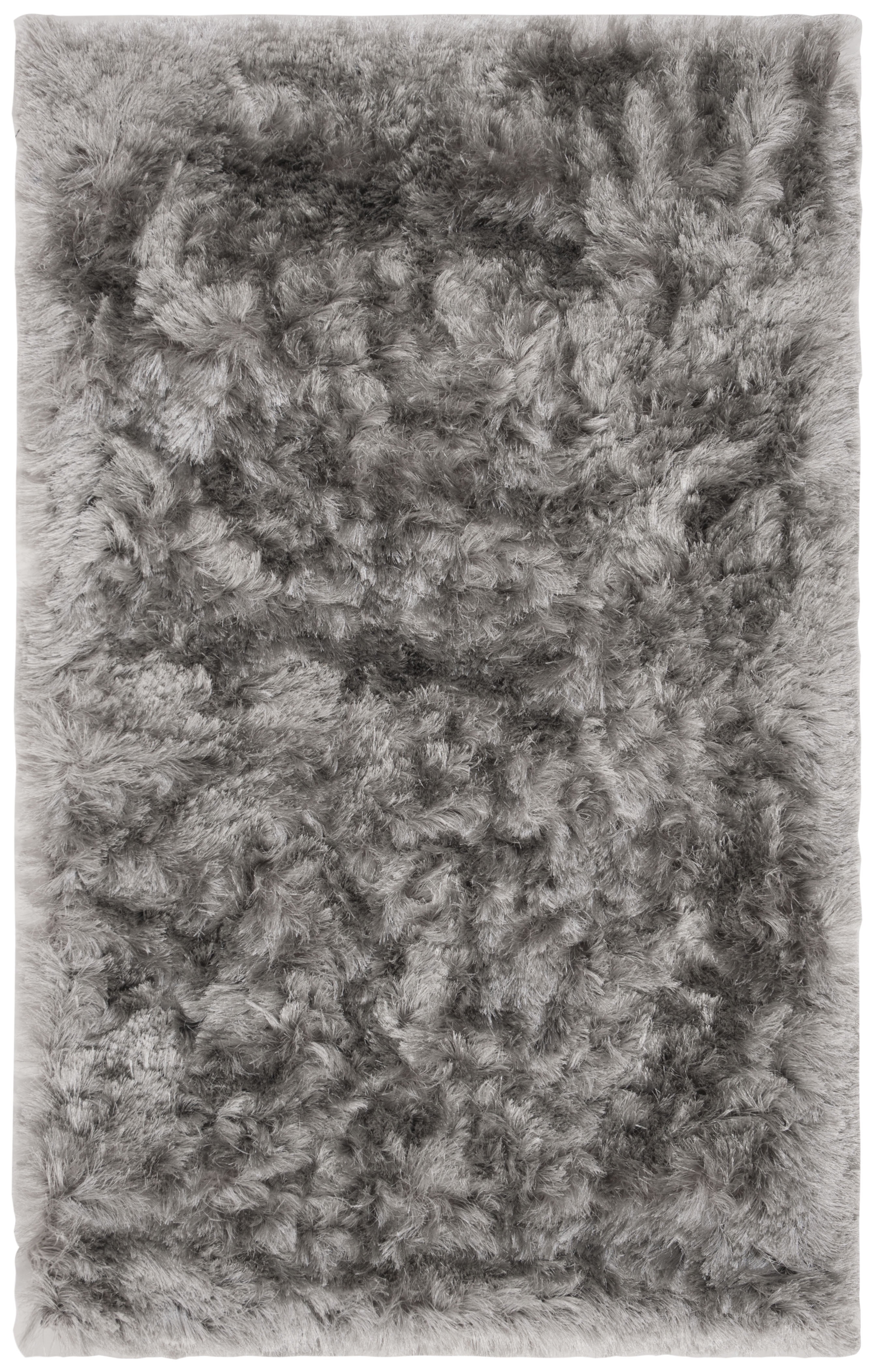 SAFAVIEH Ocean Trellis Solid Plush Polyester Shag Area Rug, Silver, 2' x 3'
