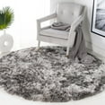 thumbnail image 1 of SAFAVIEH Ocean Trellis Solid Plush Polyester Shag Area Rug, Silver, 4' x 4' Round, 1 of 11