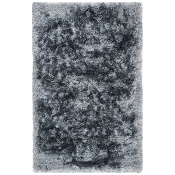 SAFAVIEH Ocean Trellis Solid Plush Polyester Shag Area Rug, Slate, 3' x 5'