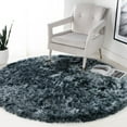 thumbnail image 1 of SAFAVIEH Ocean Trellis Solid Plush Polyester Shag Area Rug, Slate, 4' x 4' Round, 1 of 10