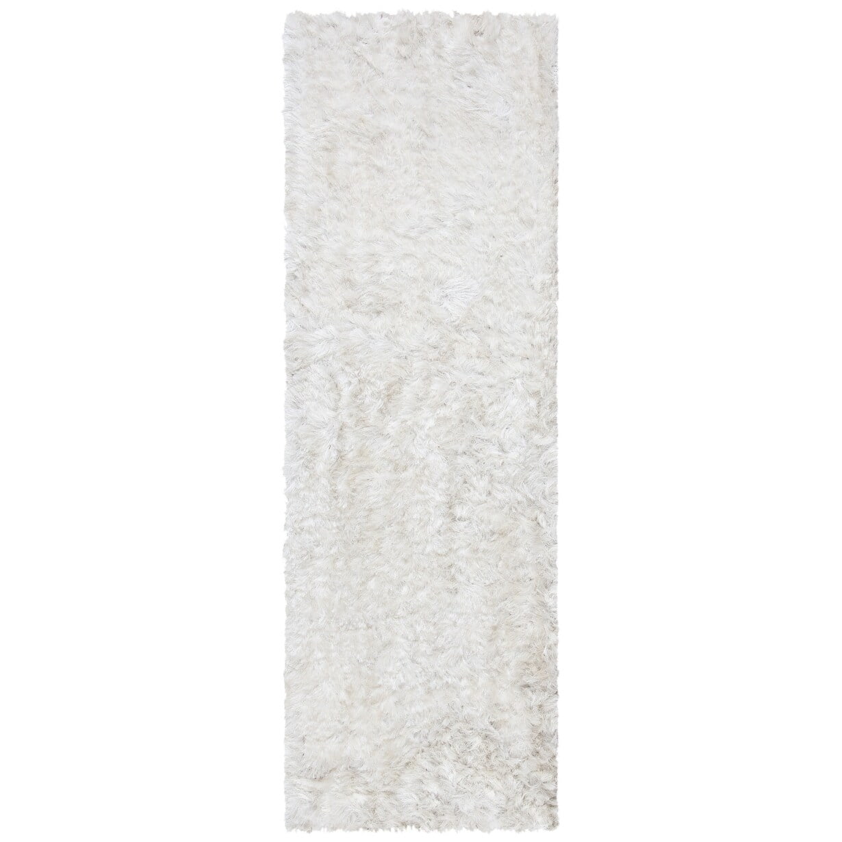 SAFAVIEH Ocean Trellis Solid Plush Polyester Shag Runner Rug, Ivory, 2' x 6'