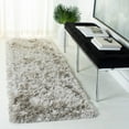 thumbnail image 1 of SAFAVIEH Ocean Trellis Solid Plush Polyester Shag Runner Rug, Light Grey, 2' x 12', 1 of 9