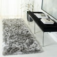 thumbnail image 1 of SAFAVIEH Ocean Trellis Solid Plush Polyester Shag Runner Rug, Silver, 2'6" x 8', 1 of 6