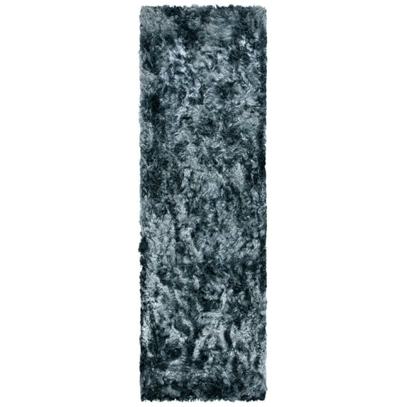 SAFAVIEH Ocean Trellis Solid Plush Polyester Shag Runner Rug, Slate, 2'6" x 10'