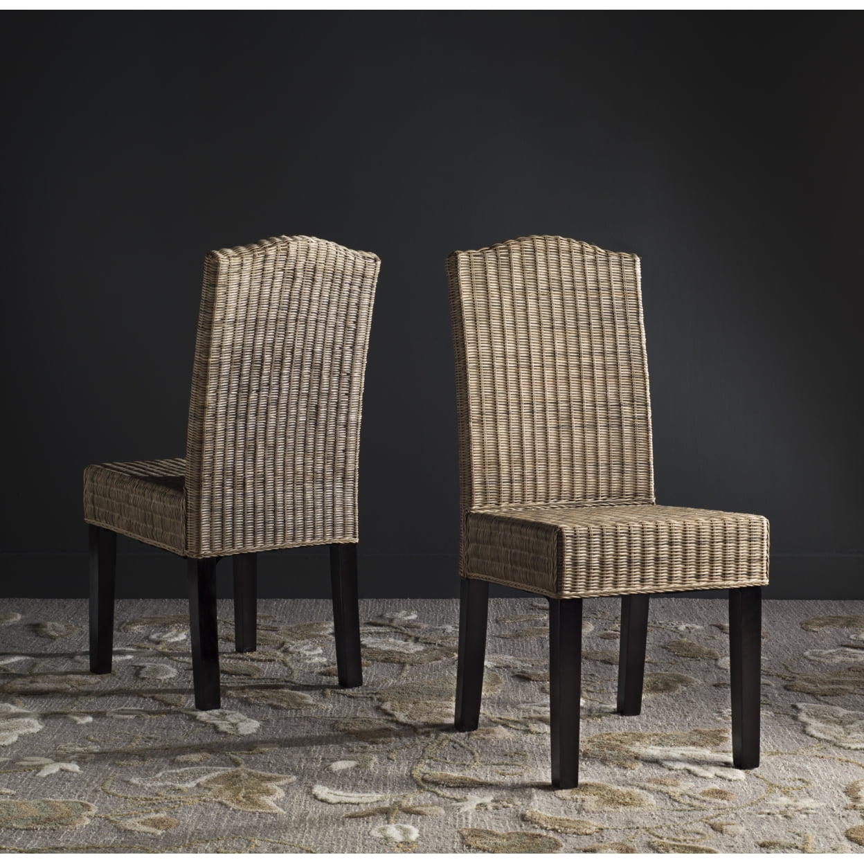 Gray Rattan and Cane Parsons Dining Side Chair Set