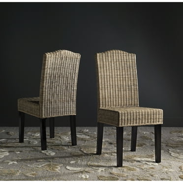 SAFAVIEH Odette Bohemian Nautical Wicker Dining Chair, Set of 2, Grey