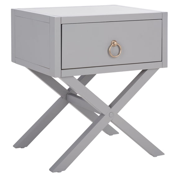 SAFAVIEH Odilia Solid Cross Leg 1 Drawer Nightstand, Grey
