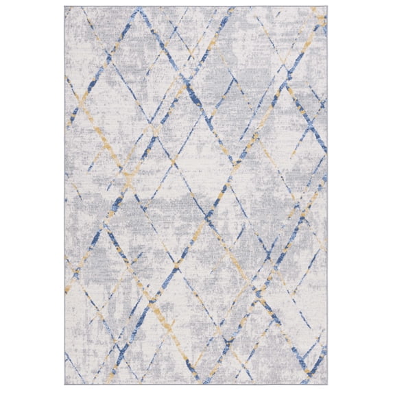 SAFAVIEH Odyssey Dylan Trellis Area Rug, Grey/Blue Gold, 4' x 6'