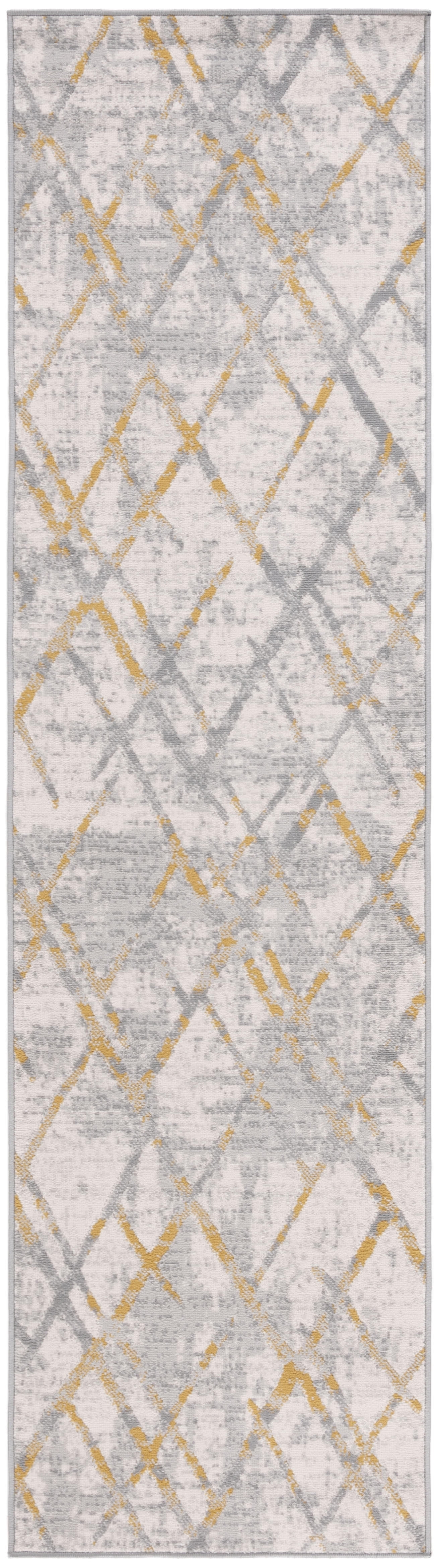 SAFAVIEH Odyssey Dylan Trellis Runner Rug, Grey/Gold, 2'2" x 8'