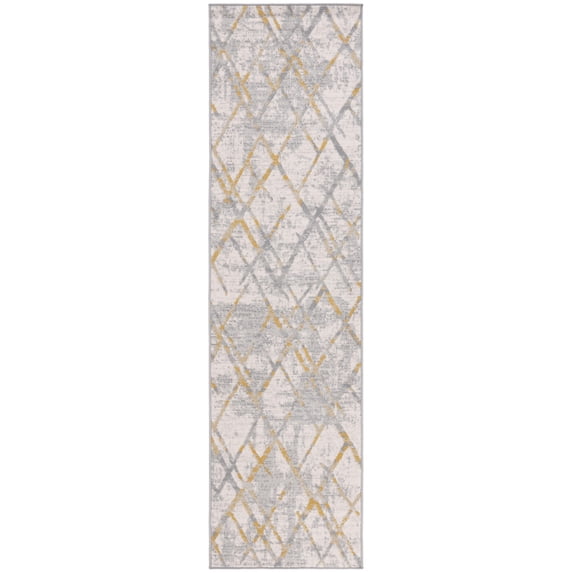 SAFAVIEH Odyssey Dylan Trellis Runner Rug, Grey/Gold, 2'2" x 8'