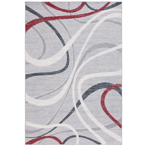 SAFAVIEH Odyssey Dymphna Modern Area Rug, Grey/Red Ivory, 5'3" x 7'6"