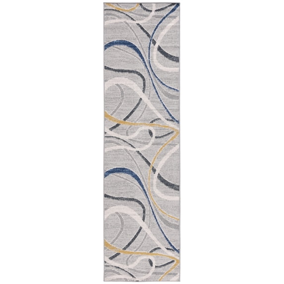 SAFAVIEH Odyssey Dymphna Modern Runner Rug, Grey/Blue Gold, 2'2" x 8'