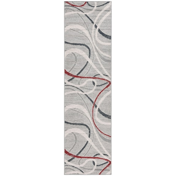 SAFAVIEH Odyssey Dymphna Modern Runner Rug, Grey/Red Ivory, 2'2" x 8'
