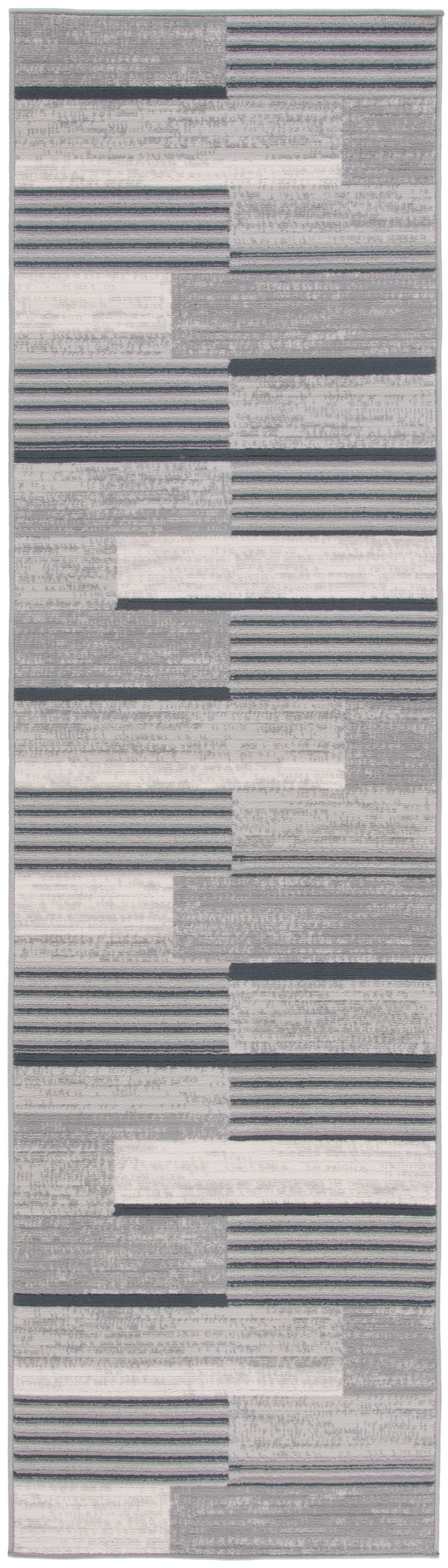 SAFAVIEH Odyssey Dzvonko Modern Runner Rug, Grey/Black Ivory, 2'2" x 8'
