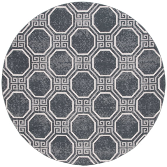SAFAVIEH Odyssey Eadaoin Trellis Area Rug, Black/Grey, 6'7" x 6'7" Round