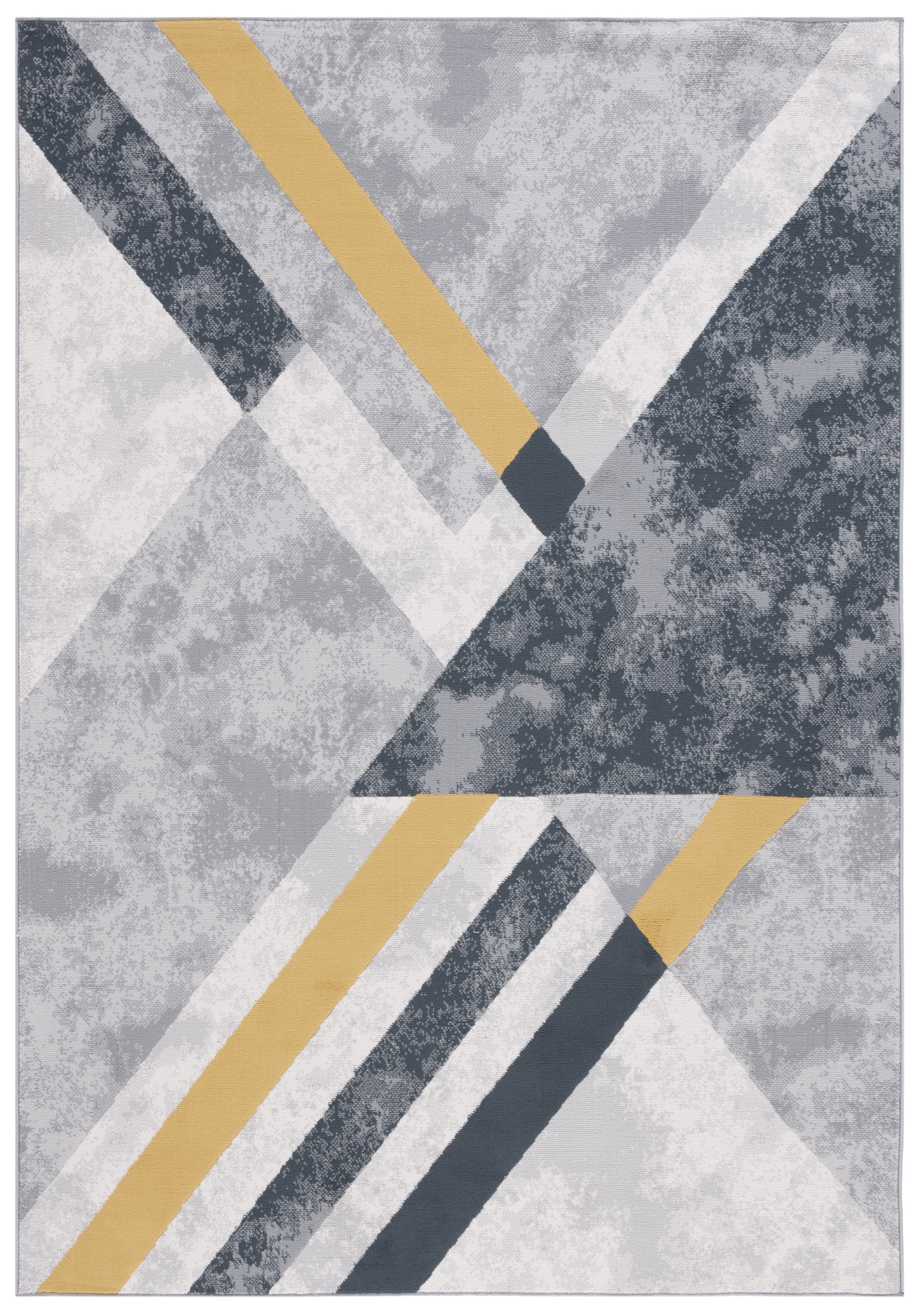 Odyssey 8' x 10' Grey and Gold Black Synthetic Area Rug