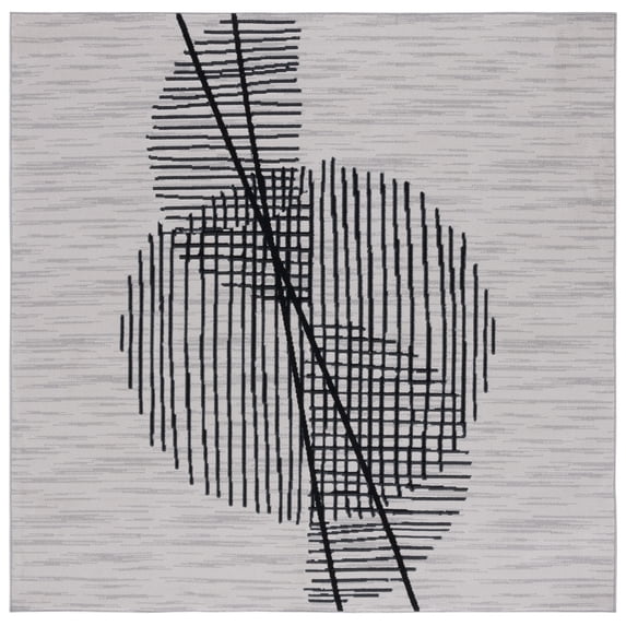 SAFAVIEH Odyssey Eason Modern Polyester Area Rug, Grey/Black, 6'7" x 6'7" Square