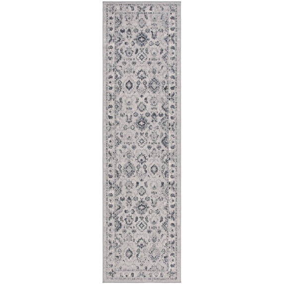 SAFAVIEH Odyssey Easton Damask Runner Rug, Grey/Black, 2'2" x 8'