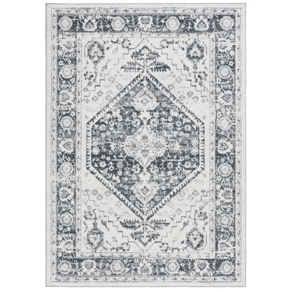 SAFAVIEH Odyssey Eddie Damask Area Rug, Ivory/Grey, 9' x 12'
