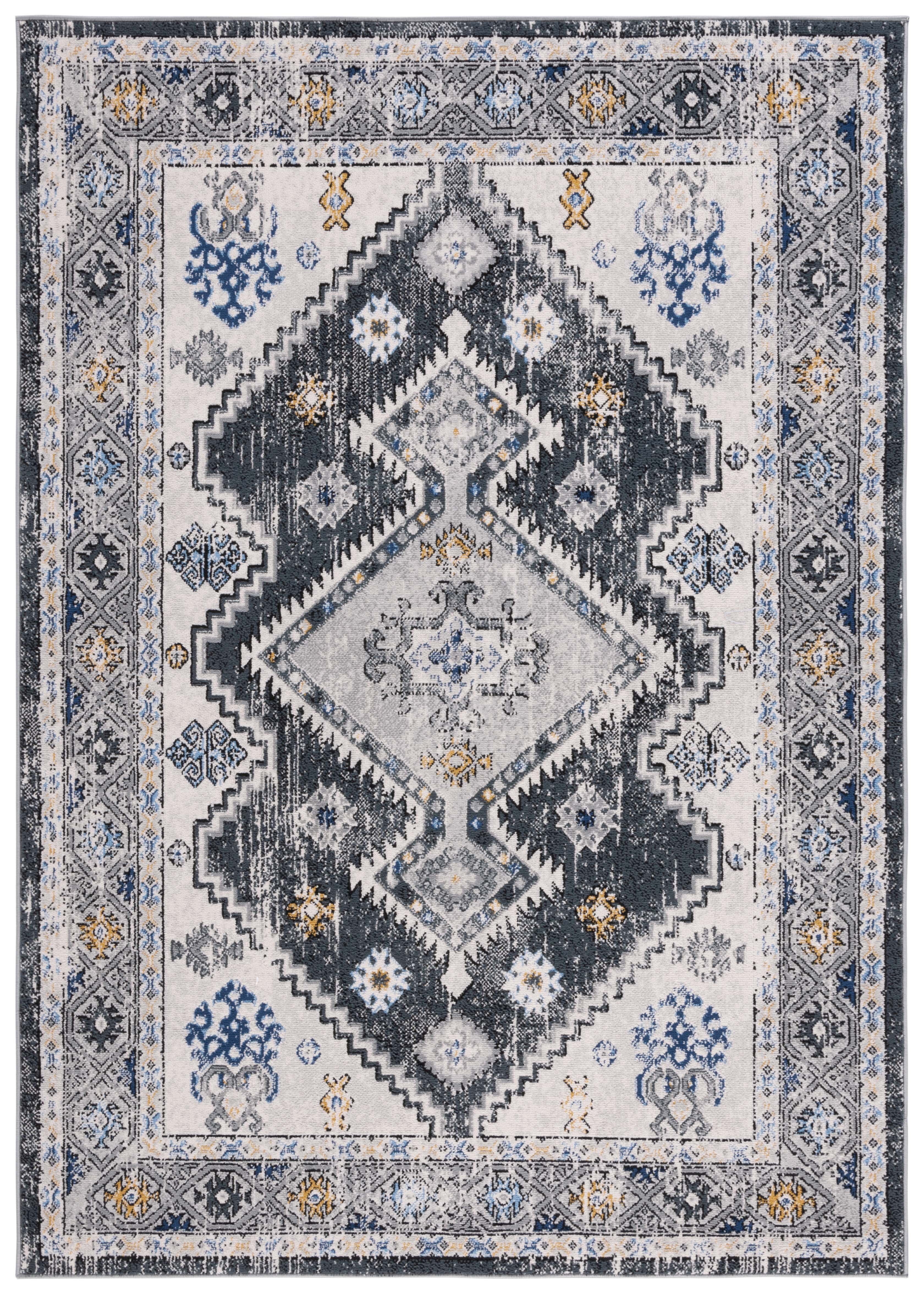 Odyssey ODY858 Power Loomed Indoor Accent Rug - 4'x6' - Dark Grey/Blue Gold - Safavieh