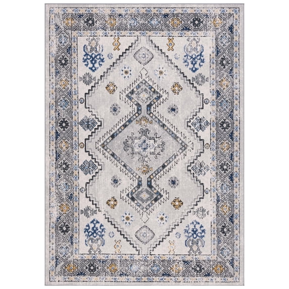 SAFAVIEH Odyssey Edin Damask Area Rug, Grey/Blue Gold, 8' x 10'