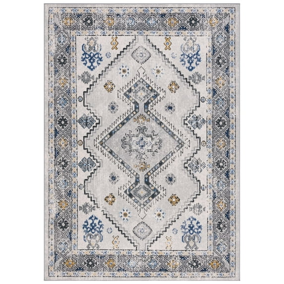SAFAVIEH Odyssey Edin Damask Area Rug, Grey/Blue Gold, 9' x 12'