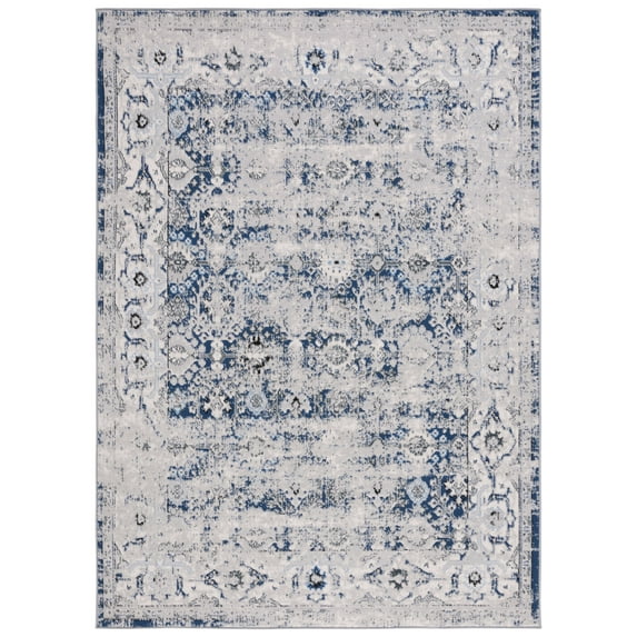 SAFAVIEH Odyssey Edmond Damask Area Rug, Grey/Navy, 9' x 12'