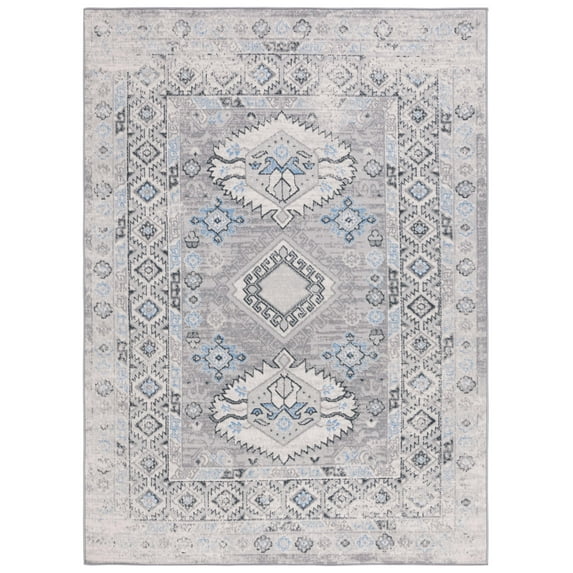 SAFAVIEH Odyssey Edna Damask Area Rug, Grey/Light Blue, 4' x 6'