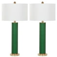 thumbnail image 1 of SAFAVIEH Ollie 31.5 in. H Faux Column Table Lamp, Dark Green Faux Snakeskin Set of 2, 1 of 6
