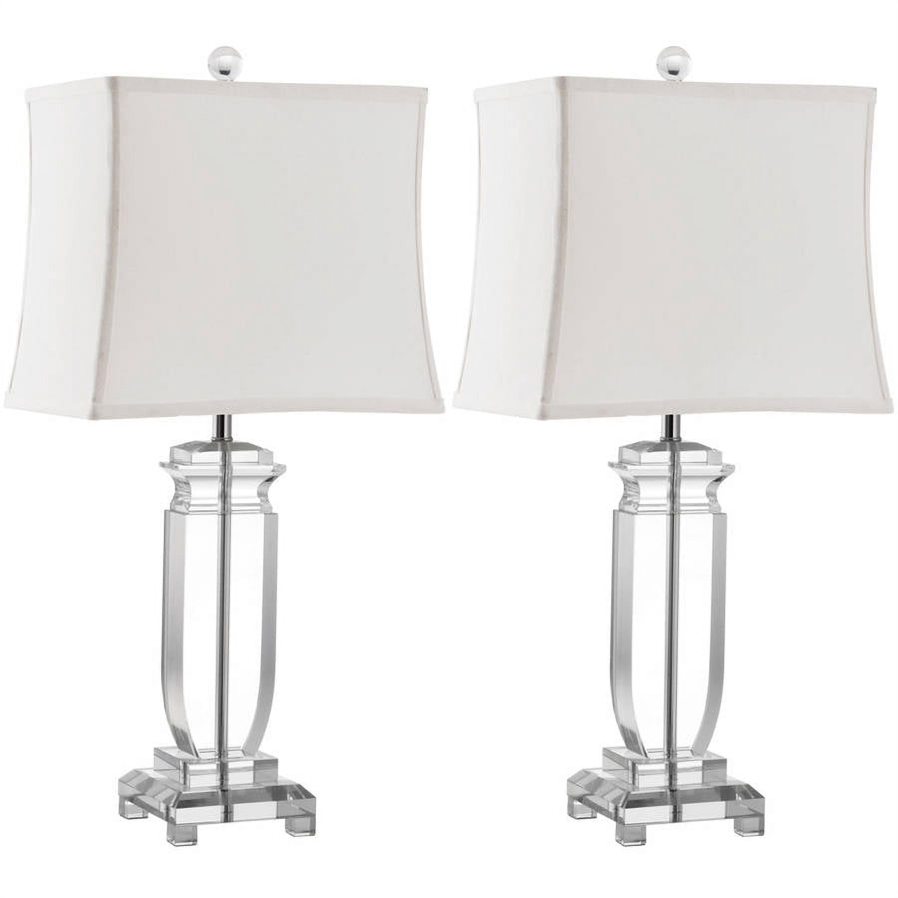 Safavieh Olympia 24" Glam Clear Table Lamp with Crystal Glass Off-White Cotton Shade (Count of 2)