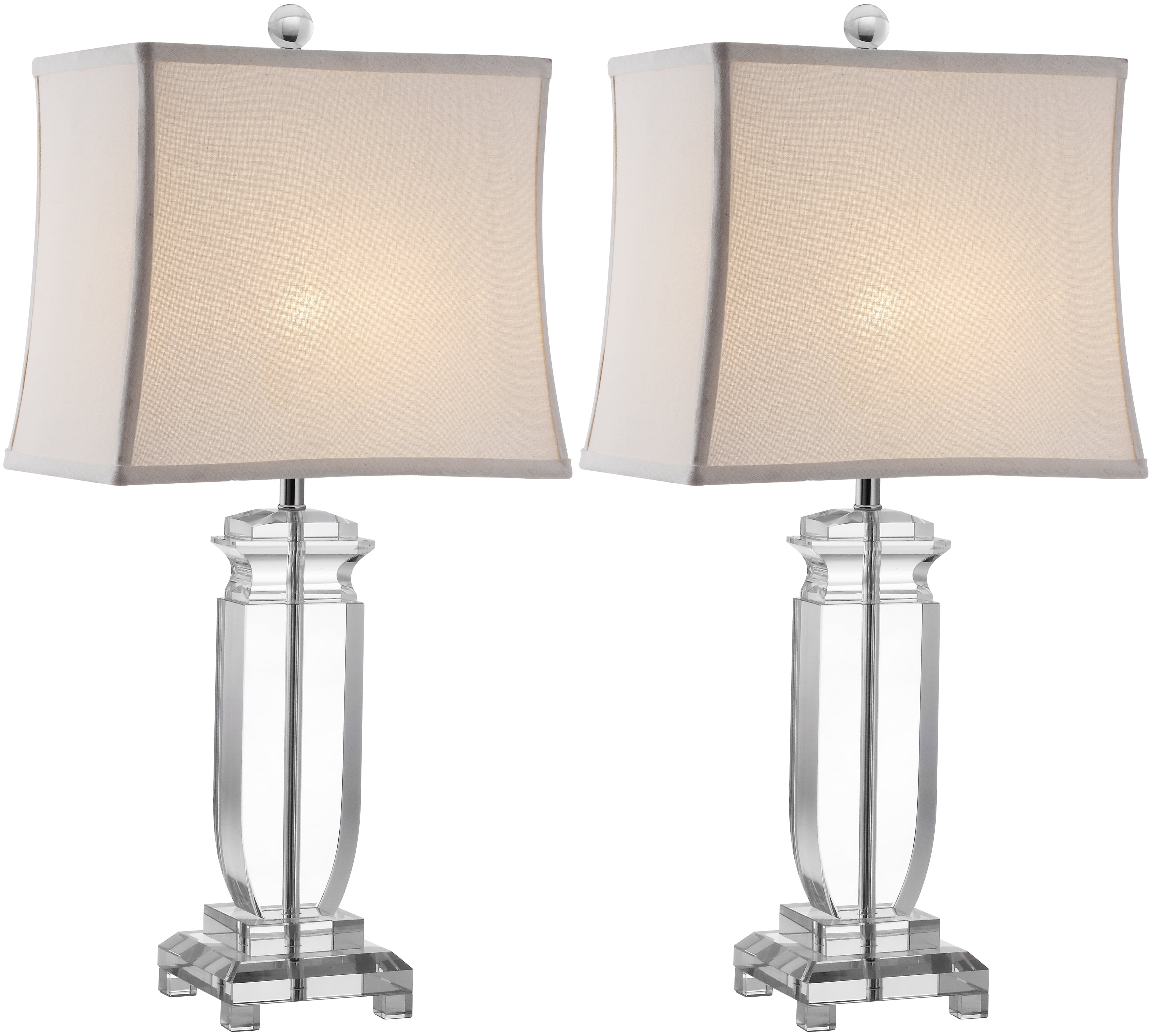 Olympia Crystal Table Lamp Set with White Linen Shades