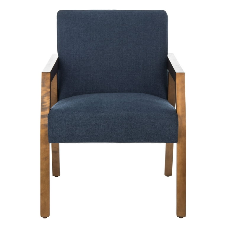 SAFAVIEH Olyvar Modern Style Wood Arm Accent Chairs Navy 25 in