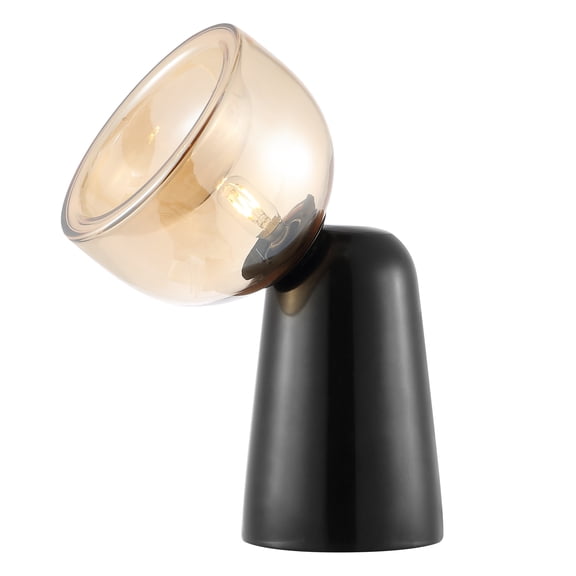 SAFAVIEH Omara 13 in. Glam Amber Marble Table Lamp with Amber Shade