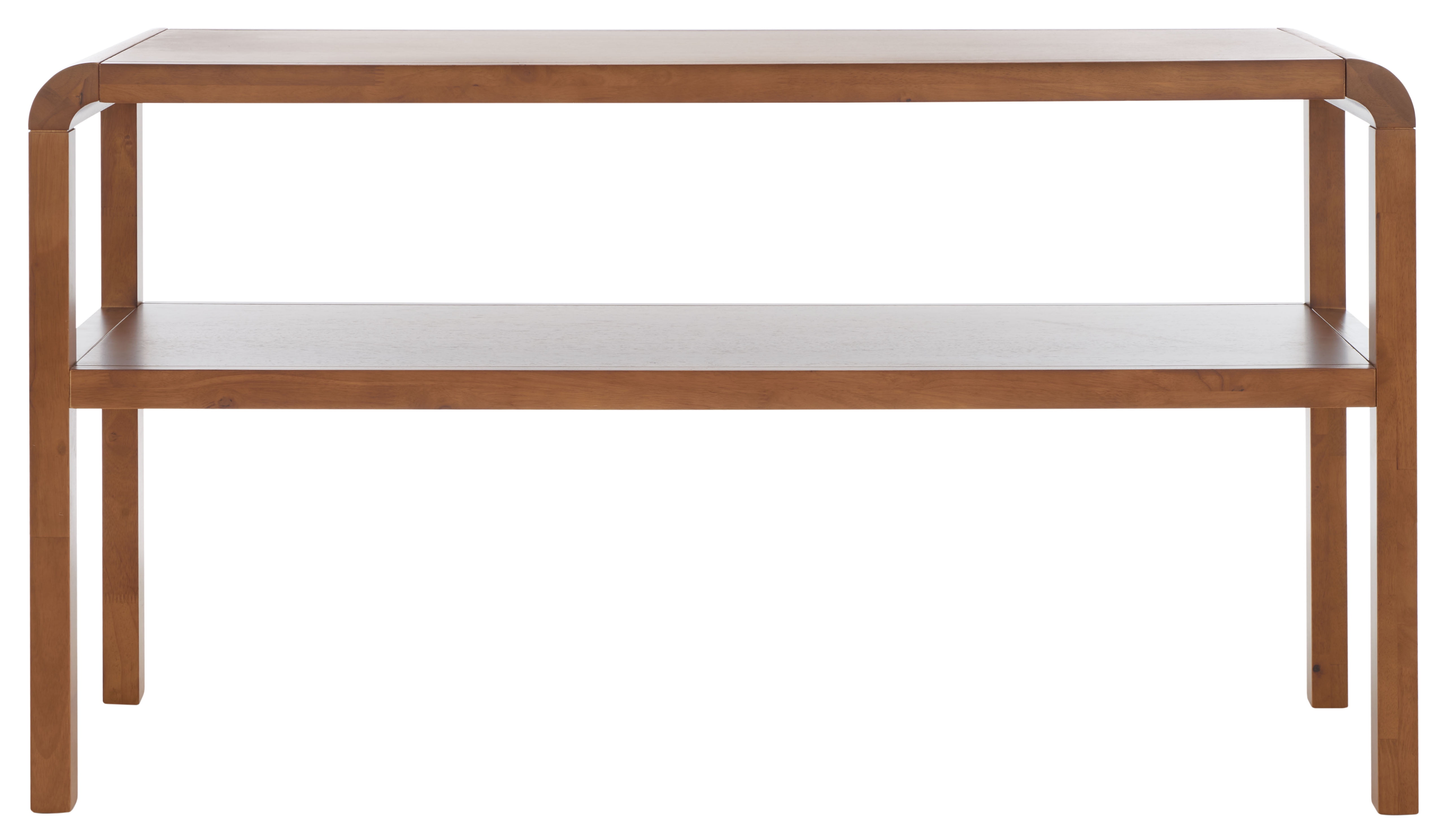 Omara Walnut Finish Solid Wood 2-Tier Console Table