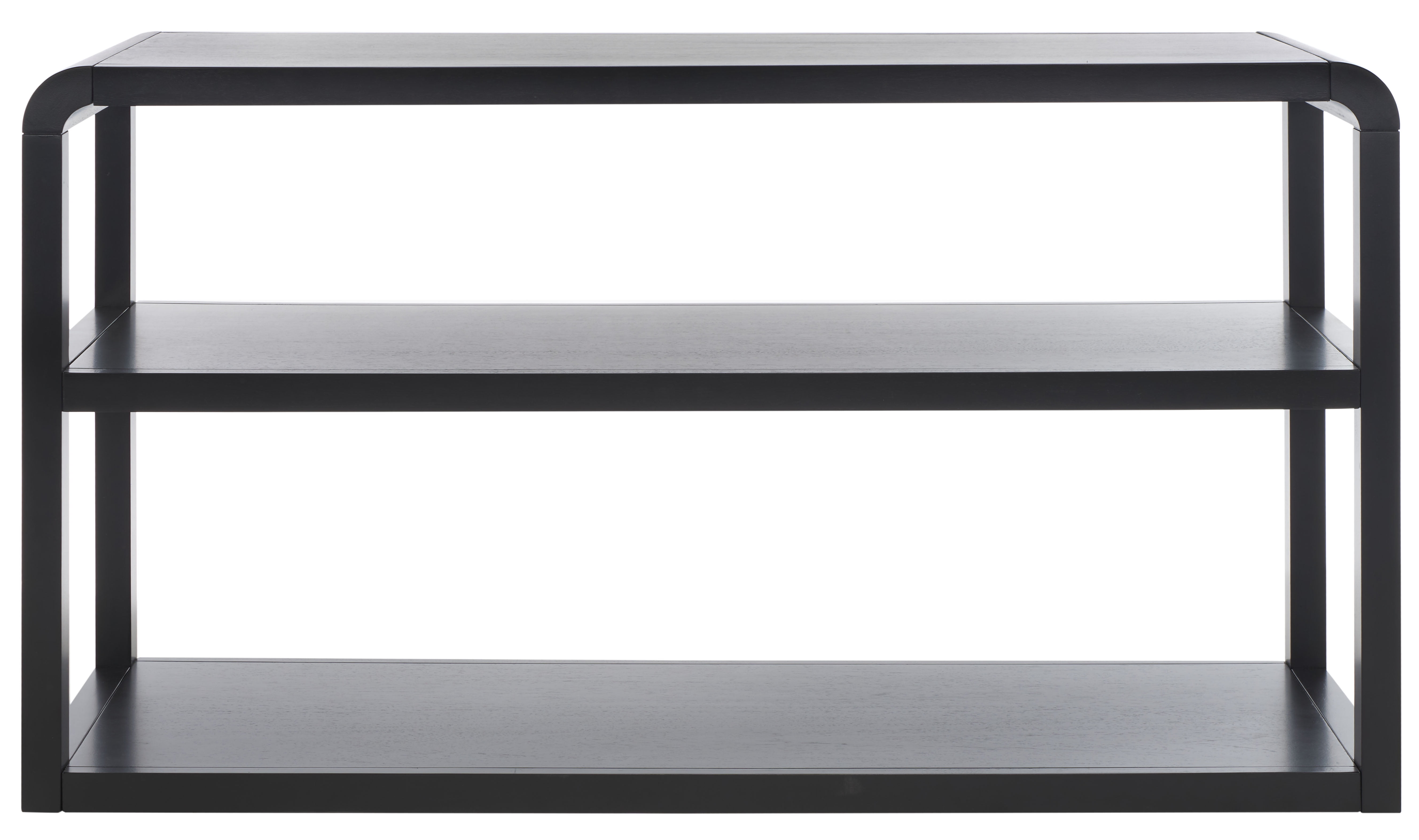 Modern Elegance Black Solid Wood 3-Tier Console Table with Storage