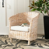 SAFAVIEH Omni Nautical Rattan Barrel Chair, Natural White Wash