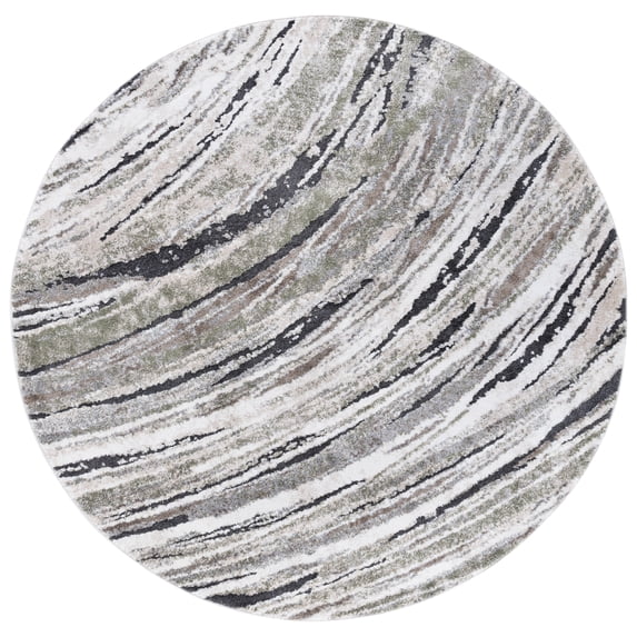 SAFAVIEH Opal Braylon Abstract Area Rug, Green/Grey Ivory, 6'7" x 6'7" Round