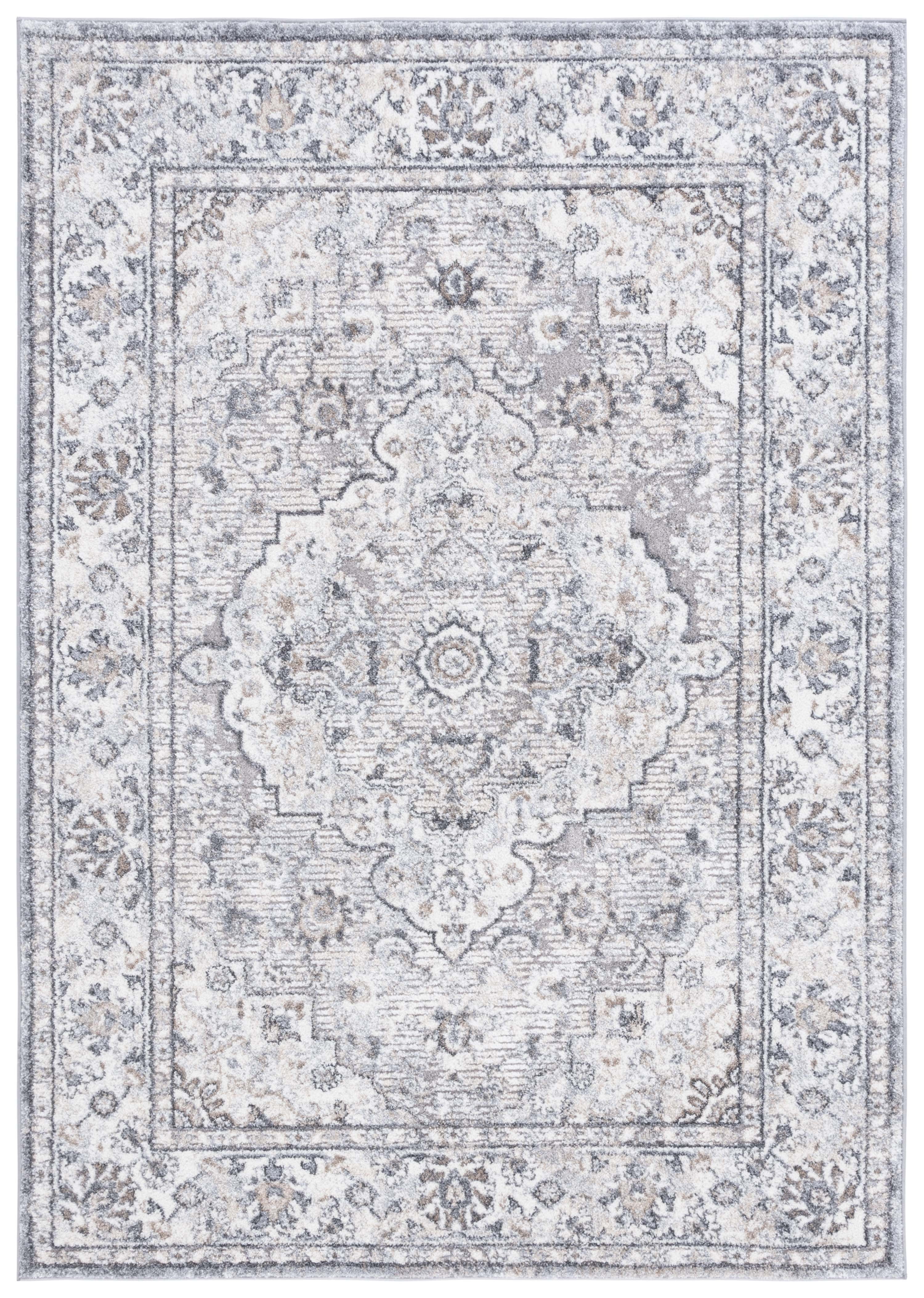 Opal Grey and Ivory Synthetic 4' x 6' Area Rug